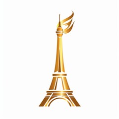 Wall Mural - Olympic torch with Flame on the Eiffel Tower icon in Paris - Symbol of the 2024 Summer Olympic Games