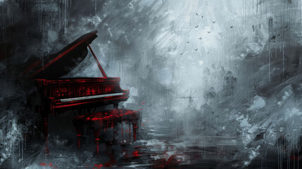 Wall Mural - piano against mystical goth music style background