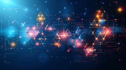 Fototapete - abstract technology design featuring geometric shapes with realistic graphic shapes decoration in isolated elegant background, businsess background presentation