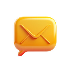 Wall Mural - 3d yellow email icon with speech bubble
