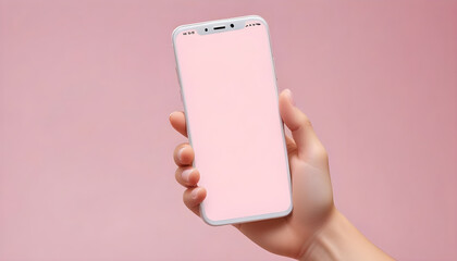 White smartphone screen mockup displayed in the hand 4