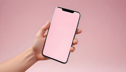 White smartphone screen mockup displayed in the hand 8