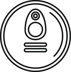 Poster - line drawing of the top of a can of food, with a pull tab opening, in icon style