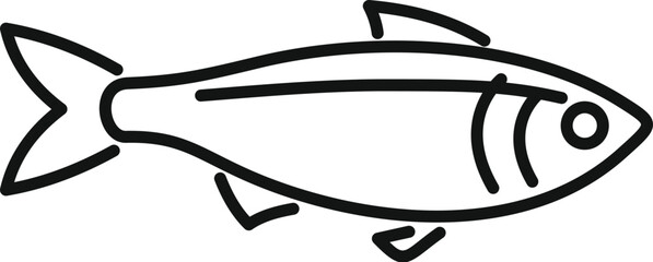 Poster - Simple and minimal black and white drawing of a fish swimming in water, side view
