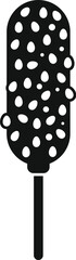 Wall Mural - Simple black and white silhouette icon of a corn dog covered in tiny seeds on a stick