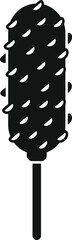 Sticker - Black silhouette of a classic corn dog on a stick, a popular street food choice