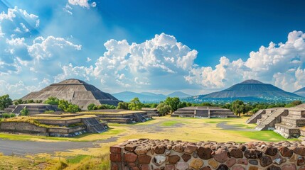 beautiful landscape of the pyramid of the sun Teotihuacán