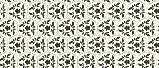 Poster - Seamless pattern floral ornamental decorative geometric shape repeatable vector texture creative vintage retro style fabric textile paper print
