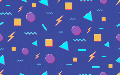 Poster - 90's trendy graph seamless pattern vintage retro style colorful groovy texture vector background wallpaper ornamental decorative creative trendy paper print wallpaper