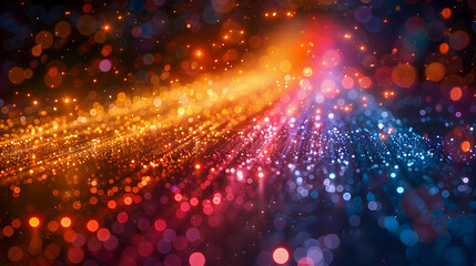 Poster - Prismatic pulsating fiber optic rays in a spectrum of vibrant colors cutting across the inky blackness creating a mesmerizing futuristic and captivating visual scene