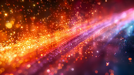 Poster - Mesmerizing Prismatic Fiber Optic Rays Pulsing Through Inky Blackness in Futuristic Digital Art  This visually stunning and captivating image creates a sense of motion energy