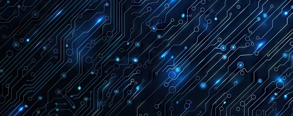 Abstract Circuitry Design with Blue Glowing Lines