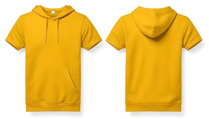 Two yellow hoodies against a white background