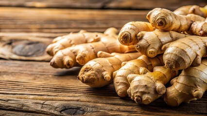 Close-up of fresh ginger root, a popular spice and vegetable used in vegan cooking, ginger, root, spice, food, veggie, vegan