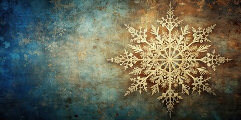 Wall Mural - Snowflake grunge with intricate designs and distressed texture, winter, snow, ice, cold, weather, texture, grunge, vintage