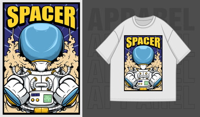 Vector Space Astronaut Illustration T-Shirt and Apparel Printing Design