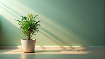 Poster - Tranquil rendering of a potted plant basking in sunlight and pastel hues, plant, potted, tranquil, rendering, sunlight, pastel