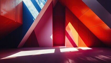 Abstract Interior Design with Vivid Colors and Geometric Shapes