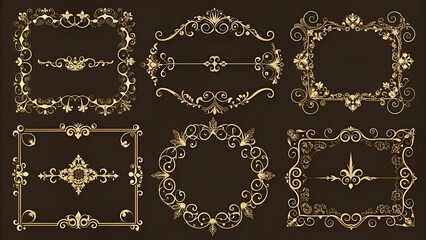 Wall Mural - Decorative vintage frames vintage frames and scroll elements. Classic calligraphy swirls, swashes, dividers, . Good for greeting cards, wedding invitations, restaurant menu, royal certificates. 