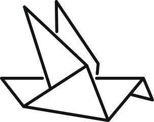 Sticker - Line drawing of an origami bird gracefully taking flight