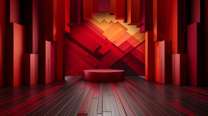 Wall Mural - Mahogany minimalist background with space above for text flat design front view rich theme 3D render Triadic Color Scheme