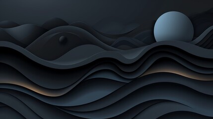 Wall Mural - Charcoal black minimalist background with space above for text flat design front view dramatic theme cartoon drawing Complementary Color Scheme