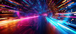 © btiger - Hyperspace Travel Background with Colorful Light Streaks and Speed Lines Futuristic Digital Data Transfer Tunnel