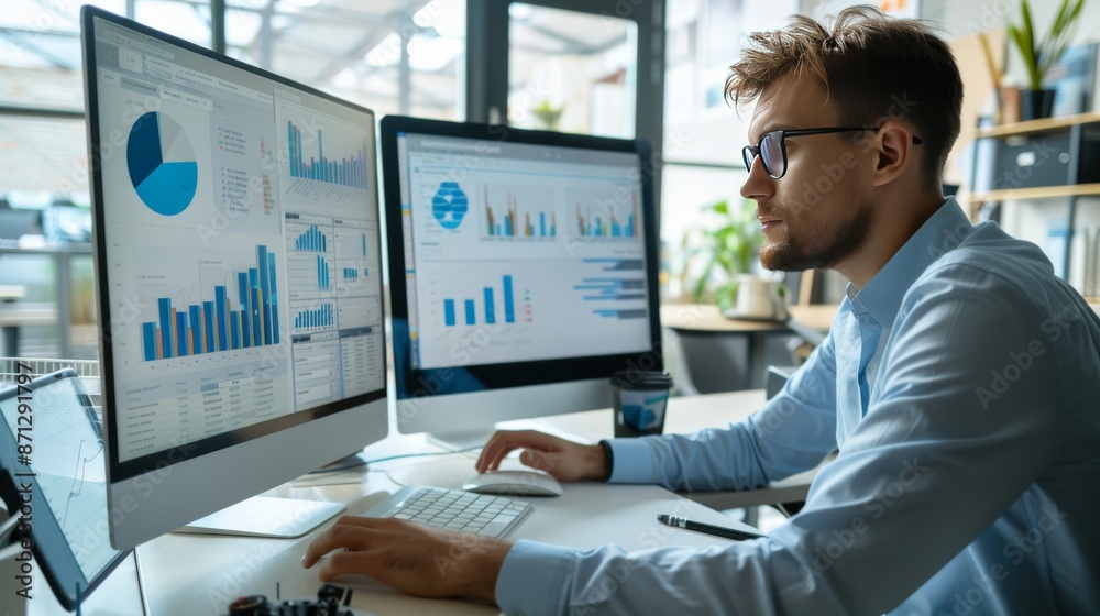 Analyst working with Business Analytics and Data Management System on ...