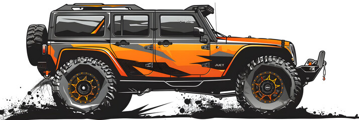 Sticker - Car illustration, track car, off road car.