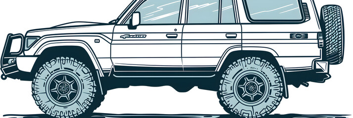 Sticker - Car illustration, track car, off road car.