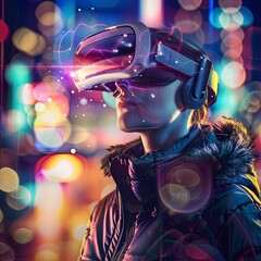 an image of a person using VR and AR googles 