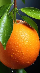 Wall Mural - a close up of an orange with water drops on it
