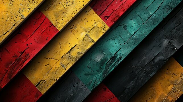 Heritage Celebration: Red, Yellow, Green Lines Reflecting Juneteenth