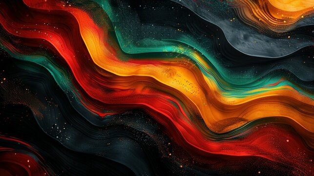 Juneteenth Reflection: Contemporary Red, Yellow, Green Lines