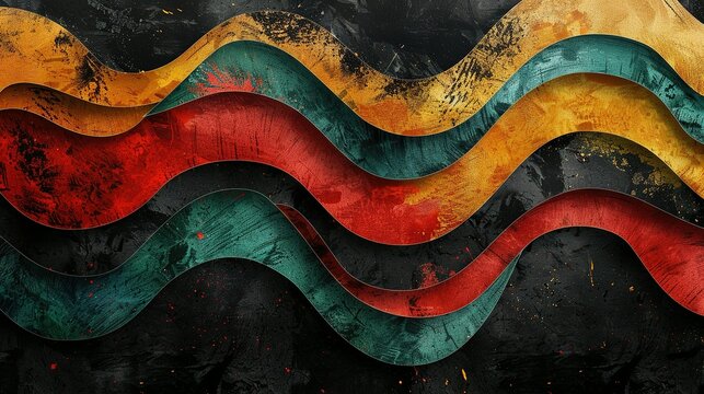 Celebrating Heritage: Red, Yellow, Green Lines on Black Background