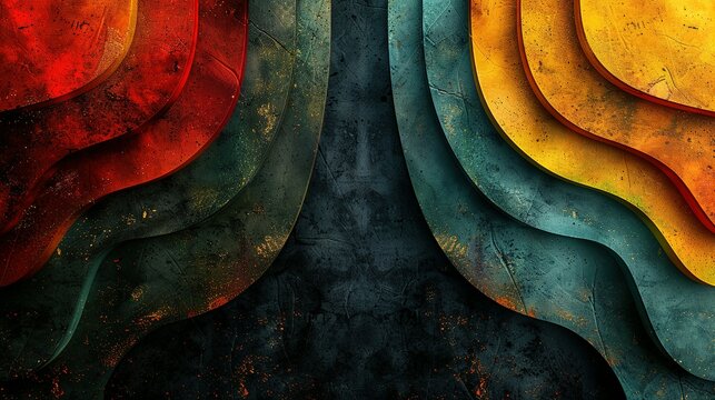 Black History Month Art: Contemporary Red, Yellow, Green on Black