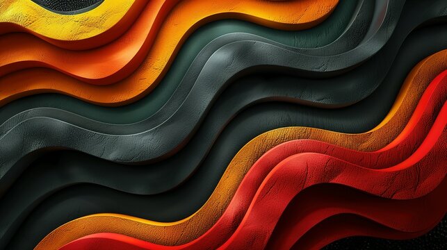 Black History Month Art: Contemporary Red, Yellow, Green on Black