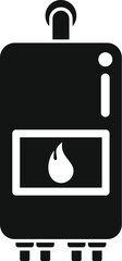 Poster - Black silhouette of a home gas boiler heating water using natural gas for the central heating system