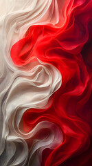 Poster - Abstract Wavy Design of Red, Orange, and White Shapes