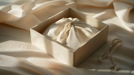 Poster - Creamy White Box with a Delicate Drawstring Pouch