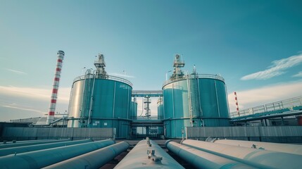 Wall Mural - Hydrogen storage tanks at a hydrogen power plant. 