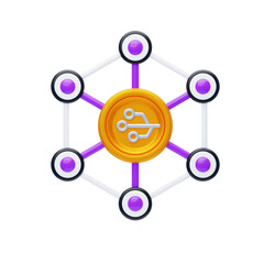Aufkleber - 3D Decentralized Finance Refers to a Network system. 3D Icon