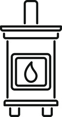 Poster - Black outline icon for a modern fireplace burning with chimney warming a house