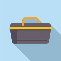 Poster - grey plastic toolbox with a yellow handle for storing and transporting tools