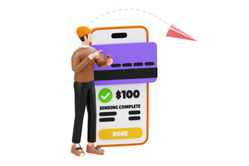 Poster - Sending Money 3D Illustration