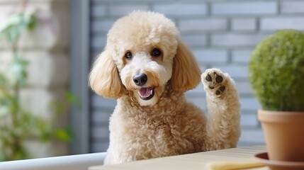 Sticker - white poodle puppy