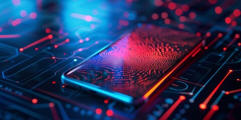 Leinwandbilder - A smartphone with advanced biometric security features, highlighting privacy and security in technology