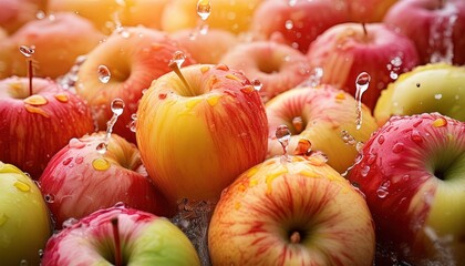 Wall Mural - Freshly Washed Red and Green Apples