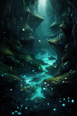 Wall Mural - Glimmering Glade: Enchanted Cave of Mystical Wonders Fantasy  wallpaper