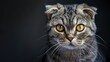 © Emin - Intense gaze of a Scottish Fold cat with golden eyes and front view for copy space